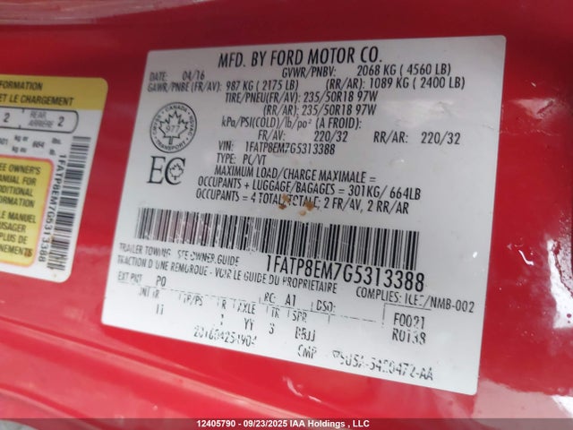 1FATP8EM7G5313388 Ford 2016