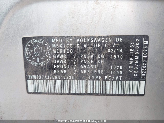 3VWPX7AJ7EM612935 Volkswagen JETTA SPORTWAGEN