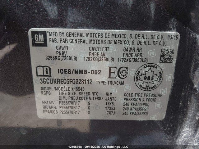 3GCUKREC6FG328112 Chevrolet l83 - vvt, active fuel management, aluminum