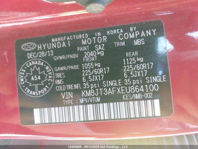 Hyundai gdi nu 2014 KM8JT3AFXEU864100 Image 9