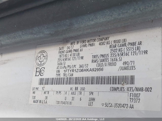 1FTYR1ZG6HKA92956 Ford 2017