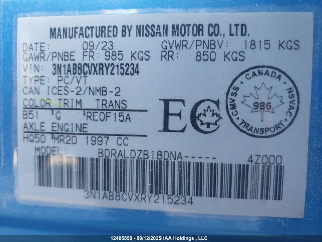 3N1AB8CVXRY215234 Nissan Sentra