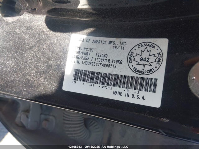 Honda k24w1 2015 1HGCR2E37FA800719 Image 19