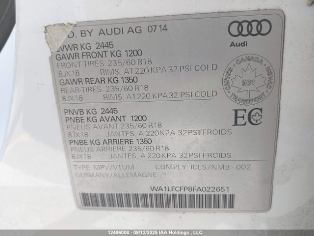 WA1LFCFP8FA022651 Audi 2.0t