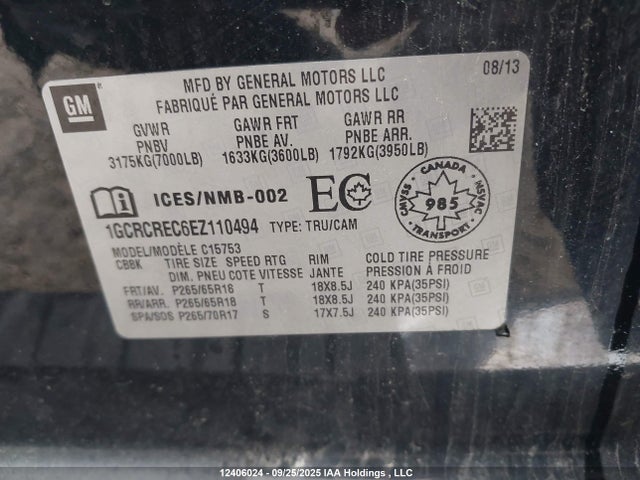 1GCRCREC6EZ110494 Chevrolet l83 - vvt, afm (active fuel management), aluminum