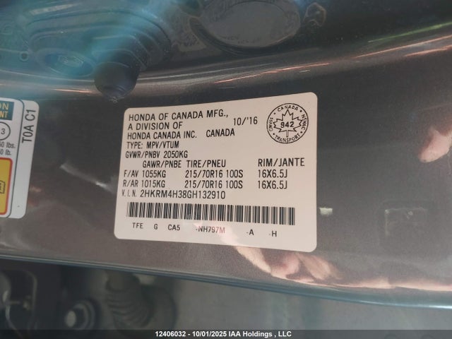 2HKRM4H38GH132910 Honda CR-V LX