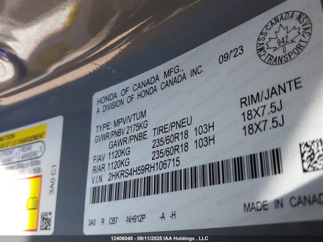 2HKRS4H59RH106715 Honda l15be