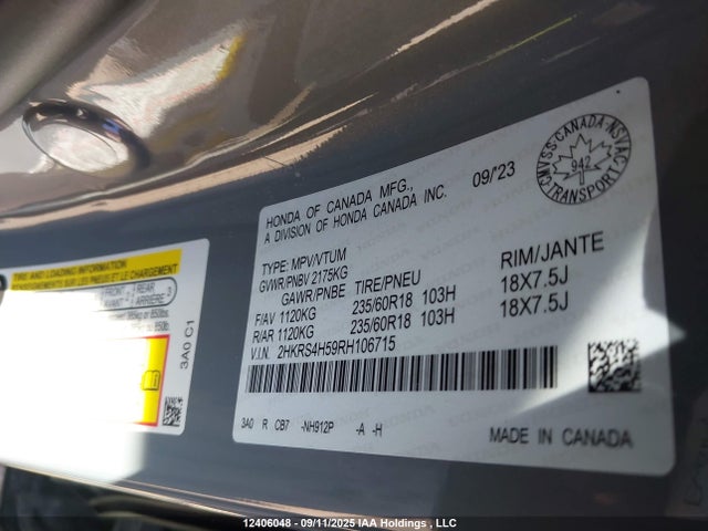 2HKRS4H59RH106715 Honda l15be