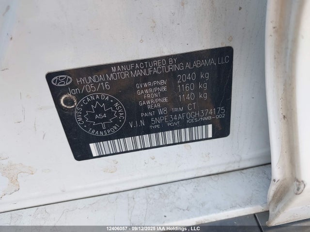 5NPE34AF0GH374175 Hyundai dohc gdi theta-ii