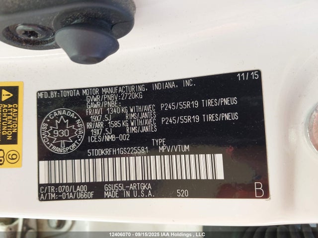 5TDDKRFH1GS225581 Toyota 2gr-fe
