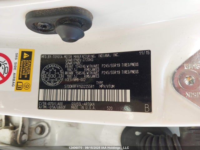 5TDDKRFH1GS225581 Toyota 2gr-fe