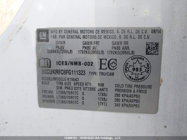 3GCUKREC8FG111323 Chevrolet l83 - vvt, active fuel management, aluminum