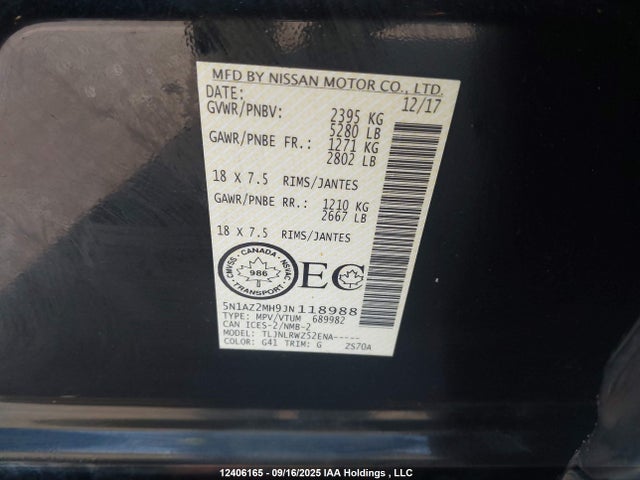 5N1AZ2MH9JN118988 Nissan 2018