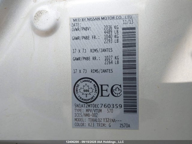 Nissan 2014 2014 5N1AT2MT0EC760359 Image 9