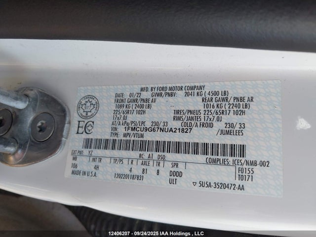 1FMCU9G67NUA21827 Ford dragon di tc