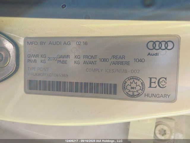 WAUK8GFFXG1085369 Audi A3