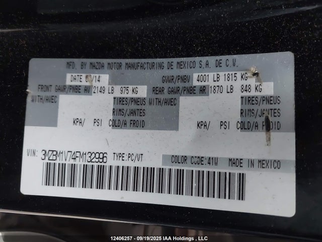 3MZBM1V74FM132996 Mazda pe