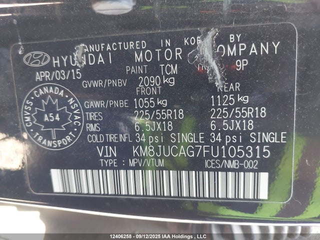 KM8JUCAG7FU105315 Hyundai dohc gdi theta ii