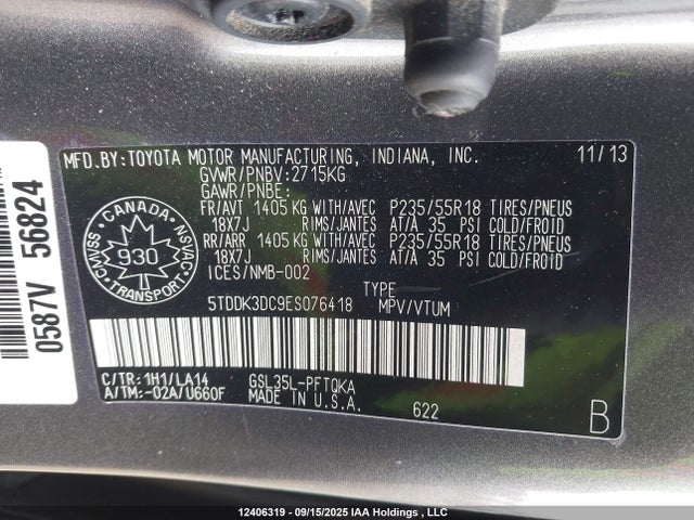 Toyota 2gr-fks 2014 5TDDK3DC9ES076418 Image 19