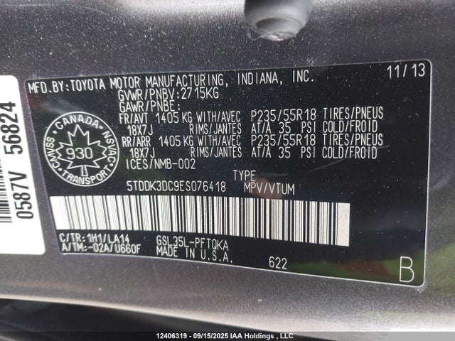 Toyota 2gr-fks 2014 5TDDK3DC9ES076418 Image 9