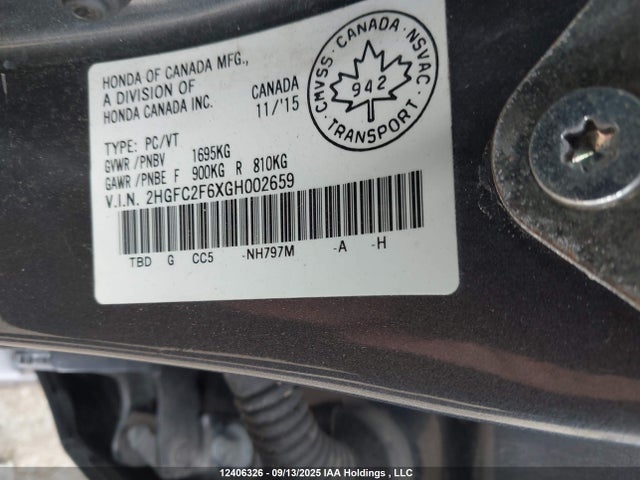 Honda k20c2 2016 2HGFC2F6XGH002659 Image 9