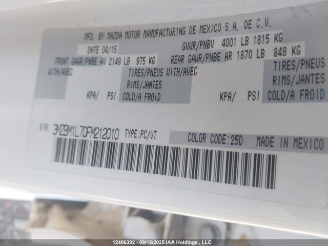 3MZBM1L70FM212010 Mazda pe