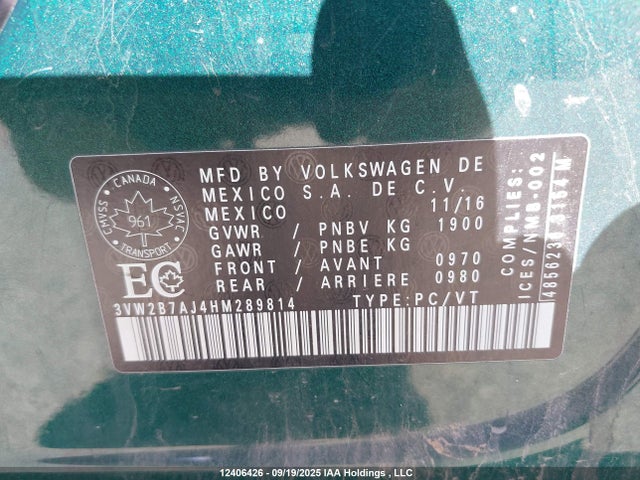 3VW2B7AJ4HM289814 Volkswagen 1.4 tsi
