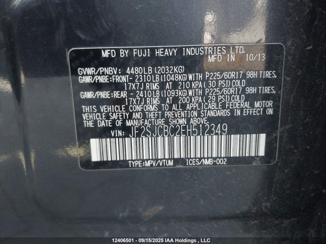 Subaru 2.5na c0 2014 JF2SJCBC2EH512349 Image 9