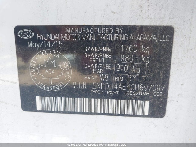 Aukcja sprzedaży 2016 Hyundai Elantra, vin: 5NPDH4AE4GH697097, numer aukcji: 12406573