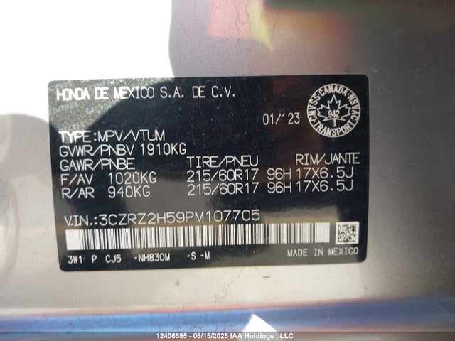 3CZRZ2H59PM107705 Honda k20z5