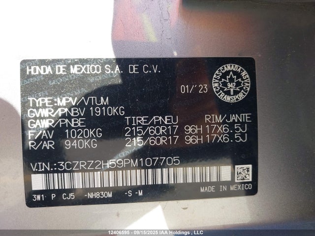 3CZRZ2H59PM107705 Honda k20z5