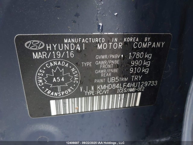 KMHD84LF4HU129733 Hyundai 2017