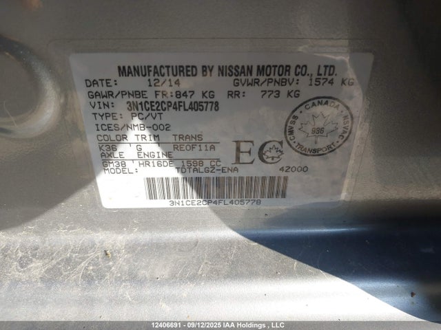 Nissan VERSA NOTE 2015 3N1CE2CP4FL405778 Image 9