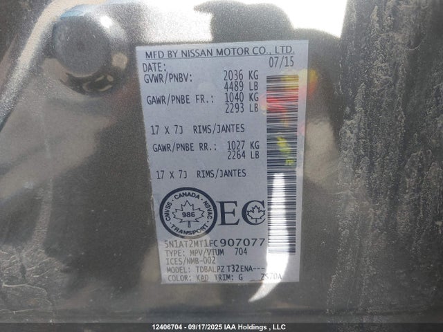 Nissan 2015 2015 5N1AT2MT1FC907077 Image 9