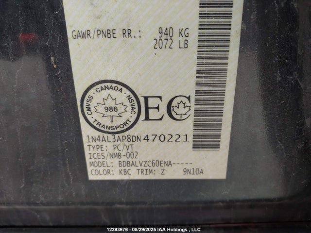 Продажа на аукционе авто 2013 Nissan Altima 2.5/2.5 S/2.5 Sl/2.5 Sv, vin: 1N4AL3AP8DN470221, номер лота: 12393676