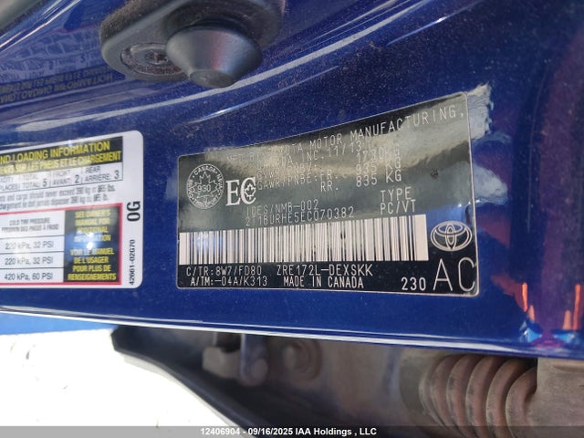 2T1BURHE5EC070382 Toyota 2zr-fe