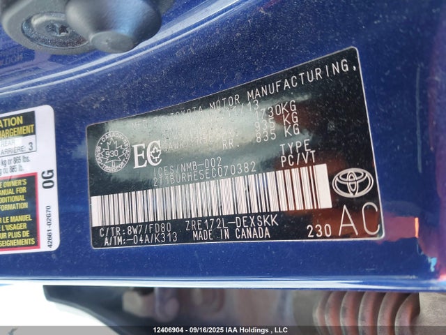 2T1BURHE5EC070382 Toyota 2zr-fe
