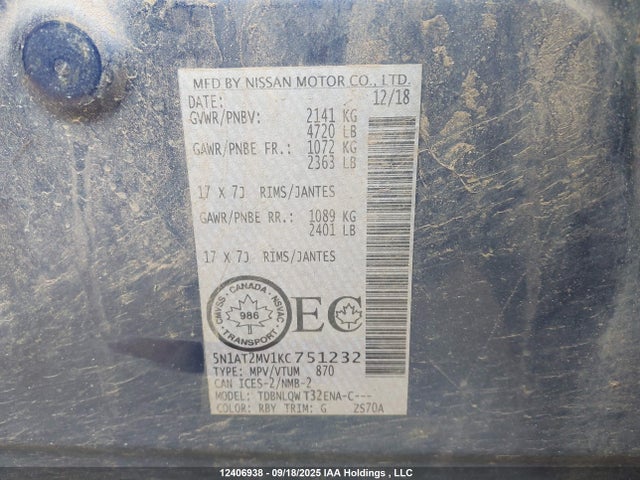 5N1AT2MV1KC751232 Nissan 2019