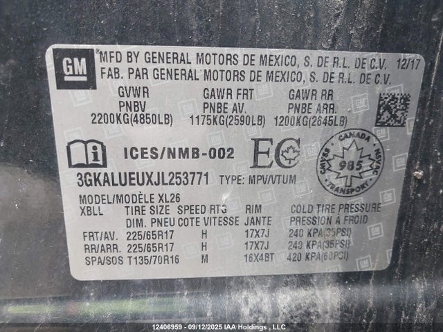 3GKALUEUXJL253771 GMC lh7 - urea, cri, vgt, alum