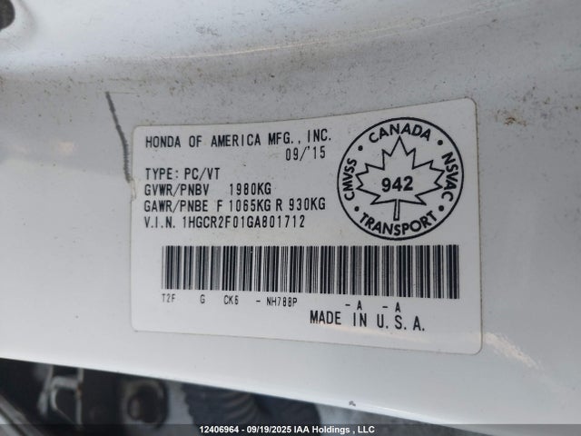 1HGCR2F01GA801712 Honda k24w1