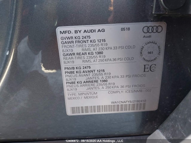 WA1CNAFY9J2192410 Audi Q5