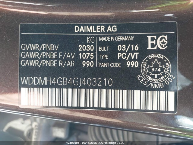 WDDMH4GB4GJ403210 Mercedes-Benz B-Class