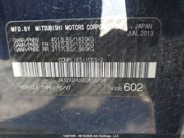 Mitsubishi dohc mivec 2014 JA32X2HUXEU600708 Image 9