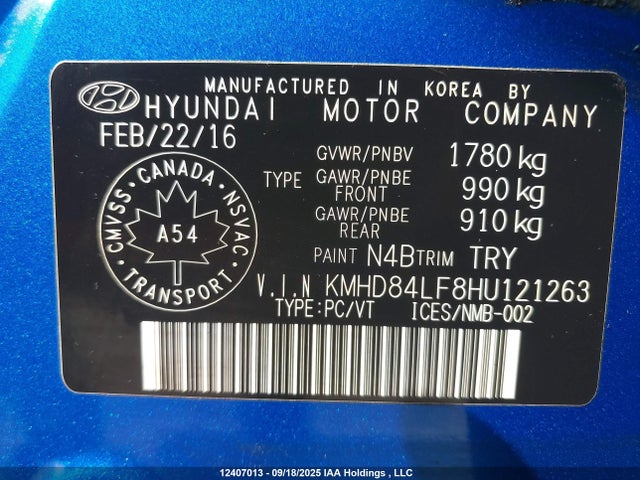 KMHD84LF8HU121263 Hyundai Elantra