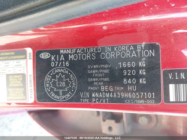 KIA Rio 2017 KNADM4A39H6057101 Image 9