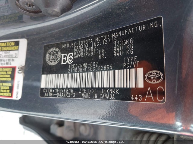 Toyota 2zr-fe 2016 2T1BURHE6GC582865 Image 18
