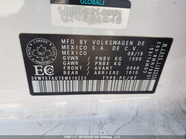 Volkswagen 1.4 tsi 2019 3VWY57AU7KM516223 Image 19