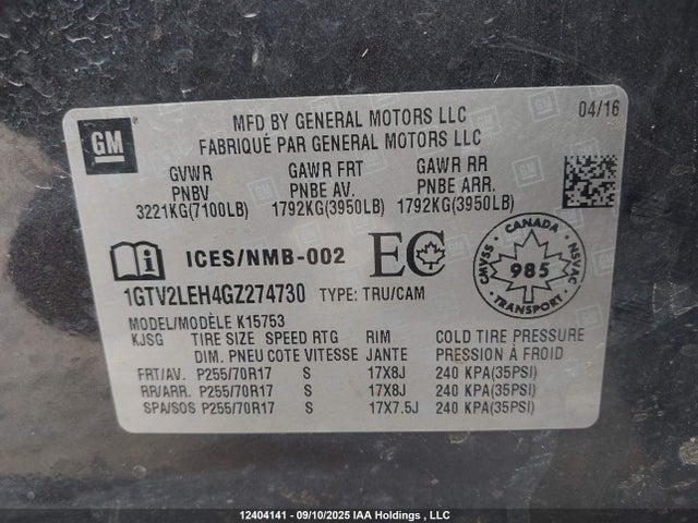 1GTV2LEH4GZ274730 GMC lv3 - sidi, vvt, aluminum, e85 max
