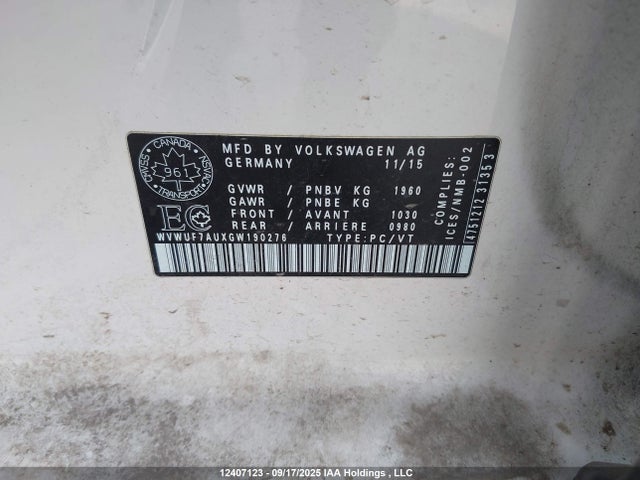WVWUF7AUXGW190276 Volkswagen 2.0t