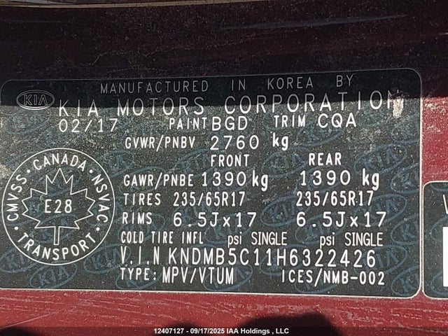 KNDMB5C11H6322426 KIA Sedona